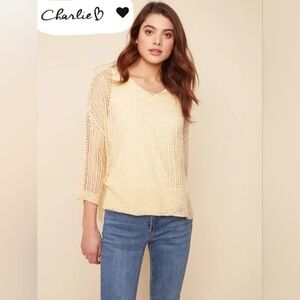 Charlie B Yellow Fishnet Sweater